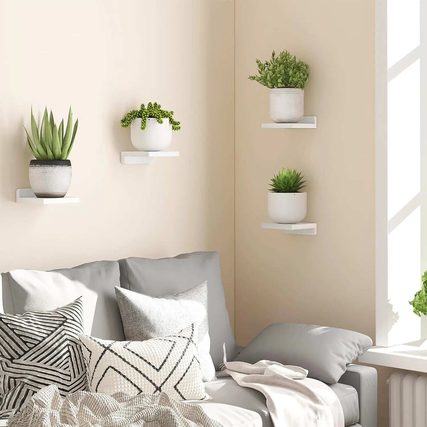 Mini Wooden Floating Wall Shelves – 4-Pack Rustic Display Ledges