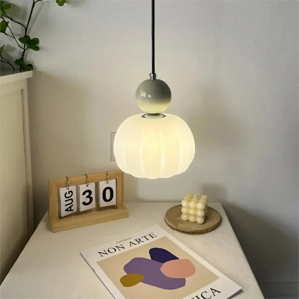 Nordic Pumpkin Pendant Light with Adjustable LED Ceiling Glow