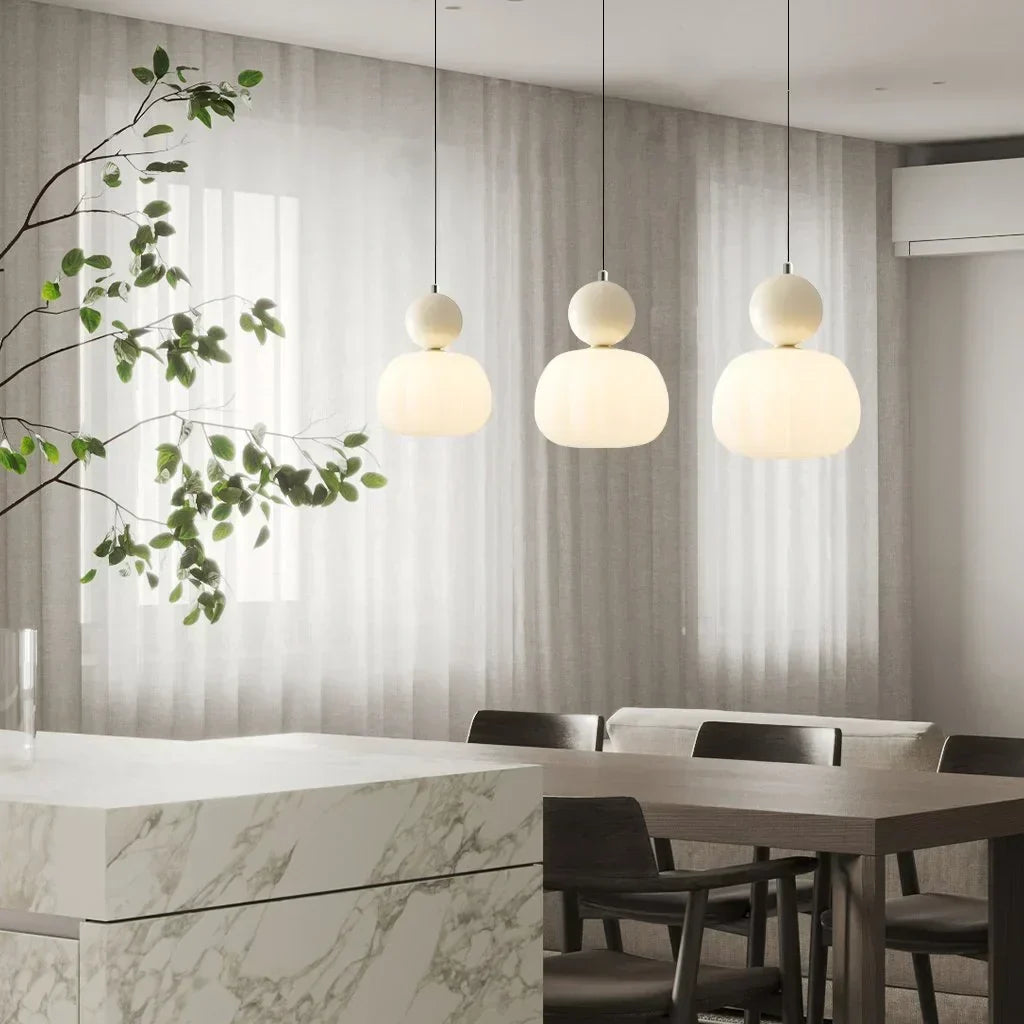 Nordic Pumpkin Pendant Light with Adjustable LED Ceiling Glow