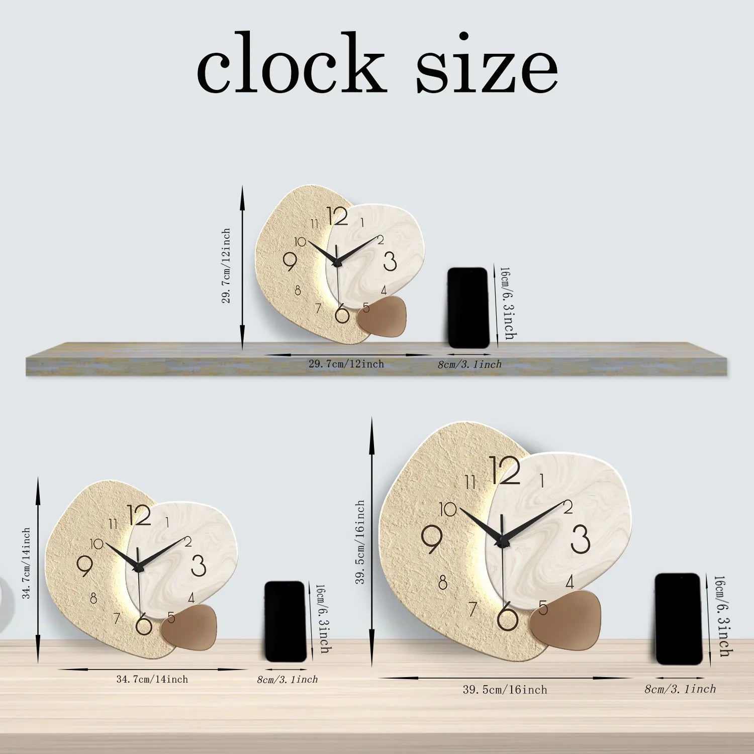 TempoStone Modern Wall Clock with Silent Quartz Movement