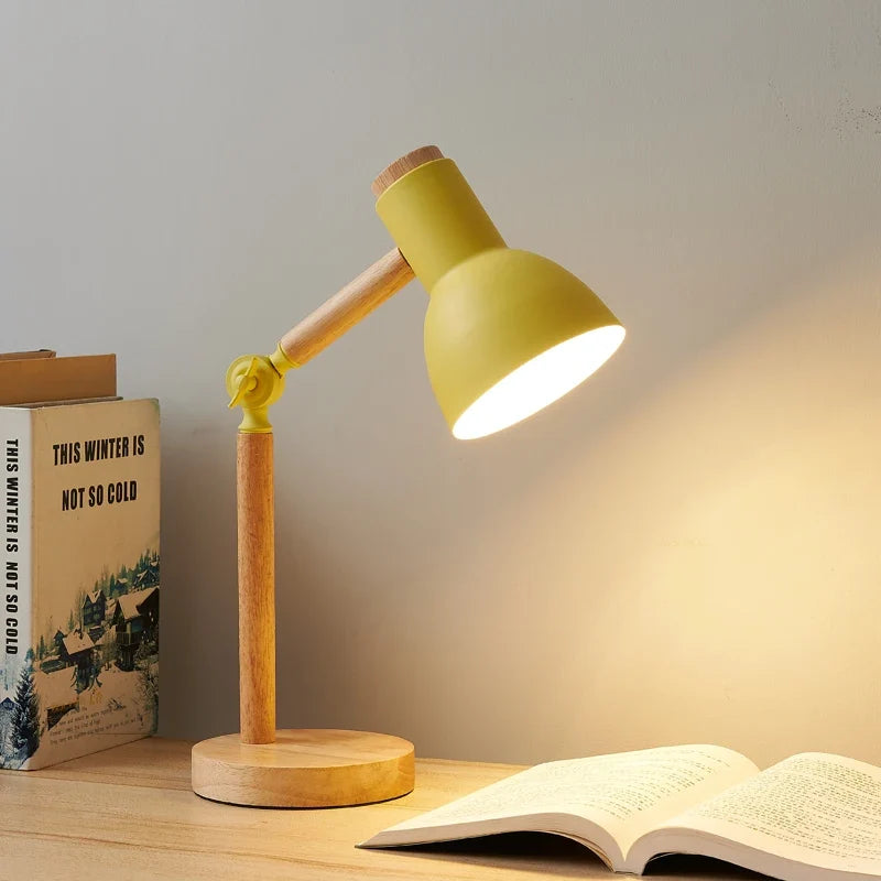 Nordic Wooden Desk Lamp with Adjustable Angle
