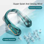 Portable Mini Bladeless Neck Fan USB Rechargeable Summer Cooling Device with Digital Display