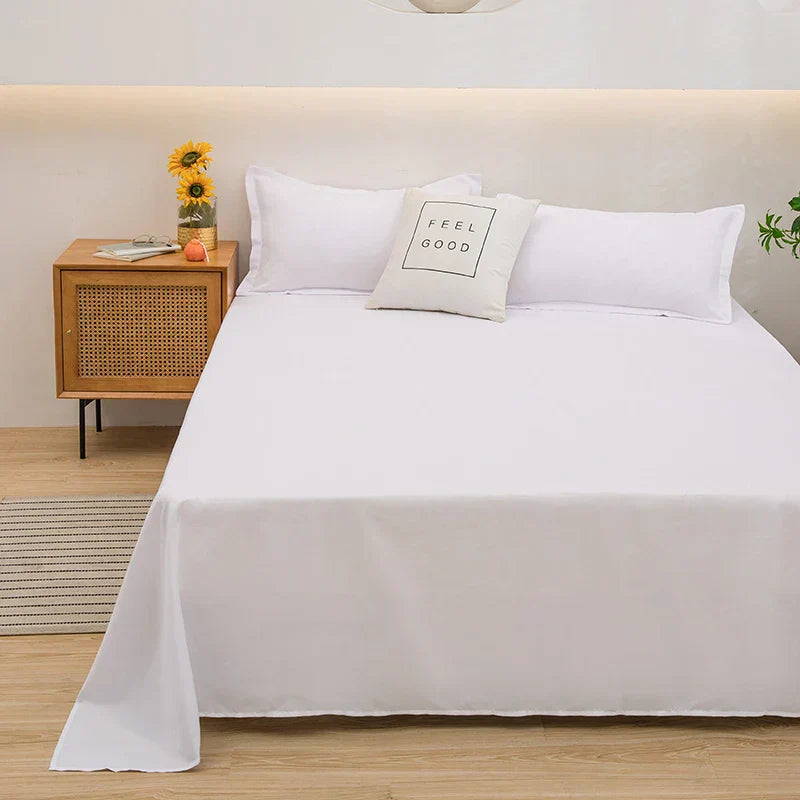 Solid Colour Flat Linen Bed Sheet