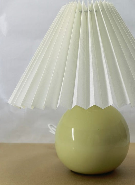 Ceramic Table Lamp with Folded Shade Warm Ambient Lighting