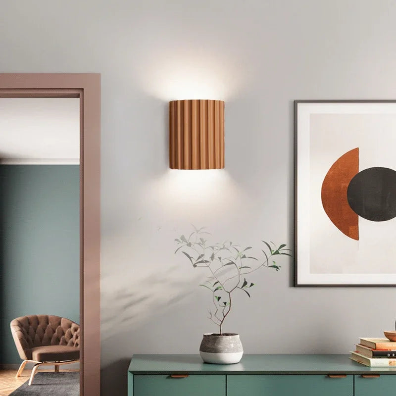 Nordic Resin Wall Lamp with Sculptural Ribbed Design