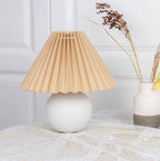 Ceramic Table Lamp with Folded Shade Warm Ambient Lighting