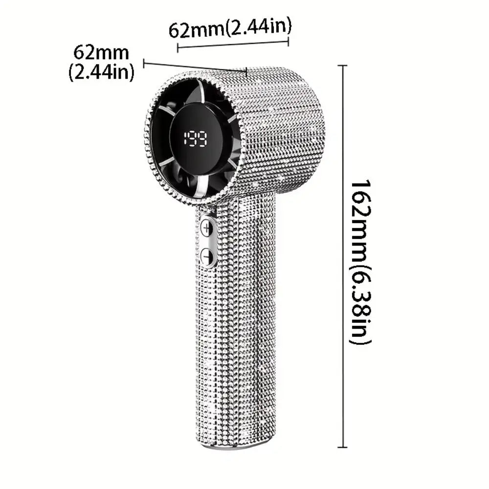 Mini Portable Handheld Fan with LED Lights and Diamond Pattern Design