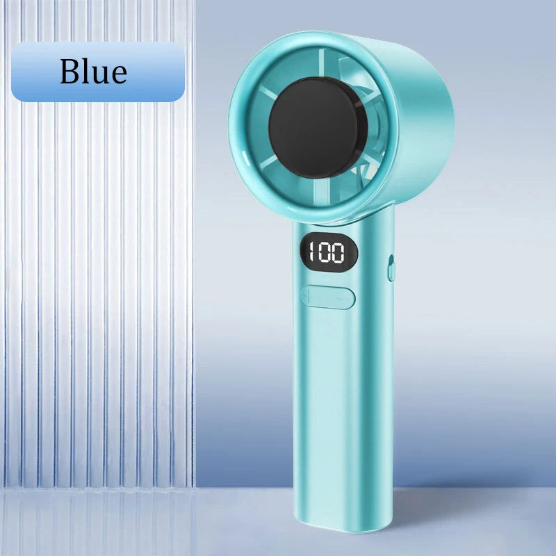 Portable Mini Handheld Fan 3000mAh USB Rechargeable High-Speed Cooling with Digital Display