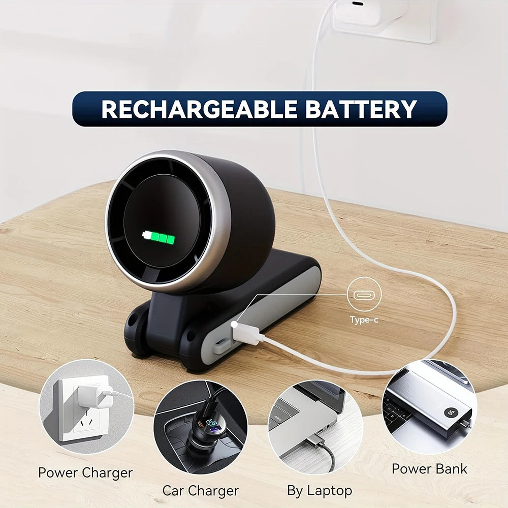 Portable Rechargeable Handheld Fan with 5 Speed Settings and Digital Display for Home and Travel Use