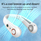 Portable Mini Bladeless Neck Fan USB Rechargeable Summer Cooling Device with Digital Display