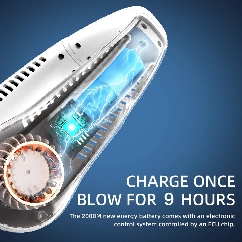 Portable Mini Bladeless Neck Fan USB Rechargeable Summer Cooling Device with Digital Display