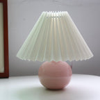 Ceramic Table Lamp with Folded Shade Warm Ambient Lighting