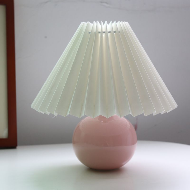 Ceramic Table Lamp with Folded Shade Warm Ambient Lighting