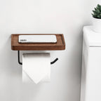 Wooden Toilet Paper Holder with Storage Shelf Modern Home Storage