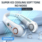 Portable Mini Bladeless Neck Fan USB Rechargeable Summer Cooling Device with Digital Display