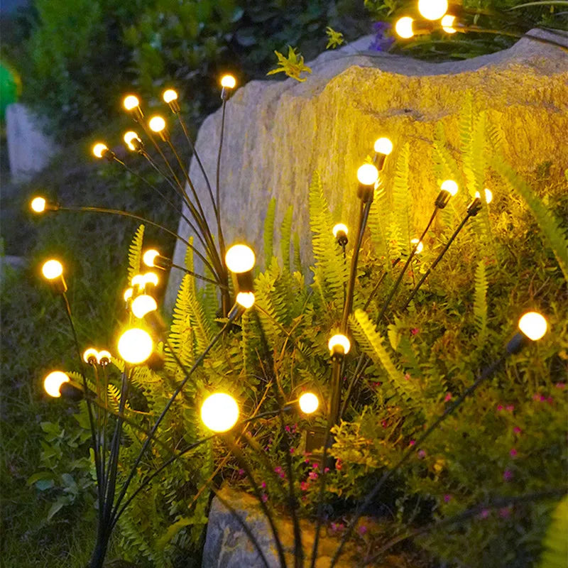 Solar LED Firefly String Lights Waterproof Outdoor Garden Decor for Pathway and Landscape
