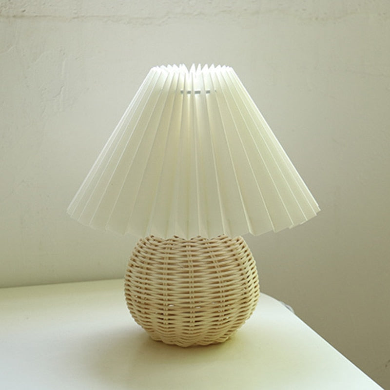 Ceramic Table Lamp with Folded Shade Warm Ambient Lighting