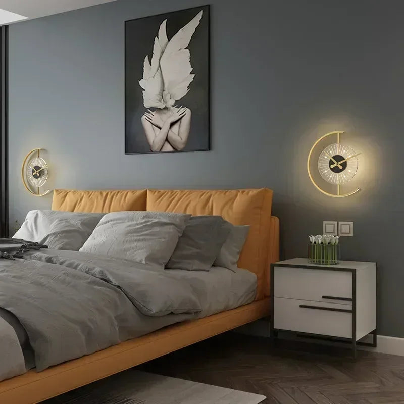 Lunaris Post-Modern Wall Lamp and Clock