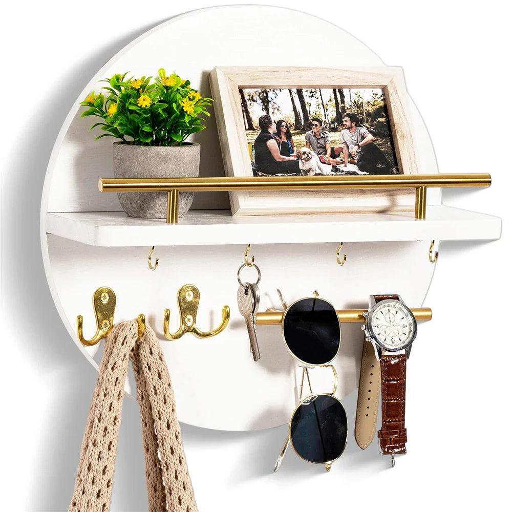 Round Wooden Key Holder Eco-Friendly Wall Organiser
