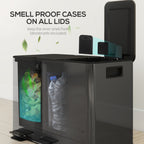 Triple Compartment Pedal Bin with Soft-Close Lid - Black