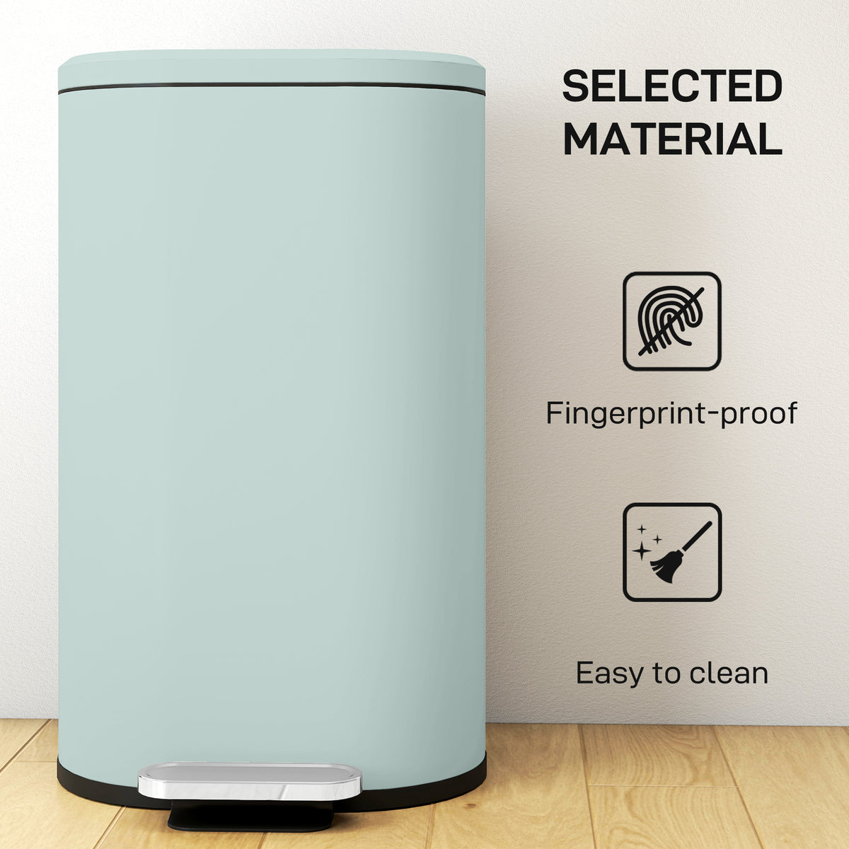 Slim Curved Pedal Kitchen Bin with Soft-Close Lid