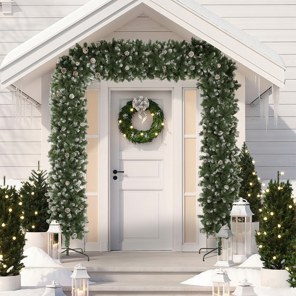 8.2ft Snow Frosted Christmas Tree Arch for Doorways Green