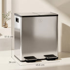 Dual Compartment Recycling Bin with Deodoriser Holders - Silver