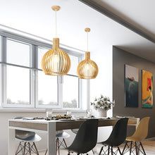 Handcrafted Wooden Pendant Light with Natural Scandinavian Grain