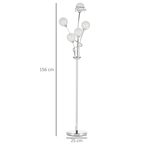 5-Light Crystal Bead Modern Upright Standing Floor Lamp