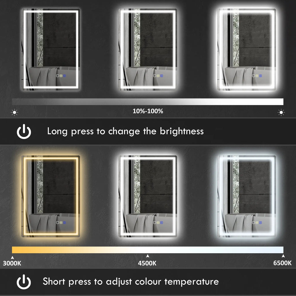 Bluetooth LED Anti-Fog Bathroom Mirror with Demister Pad