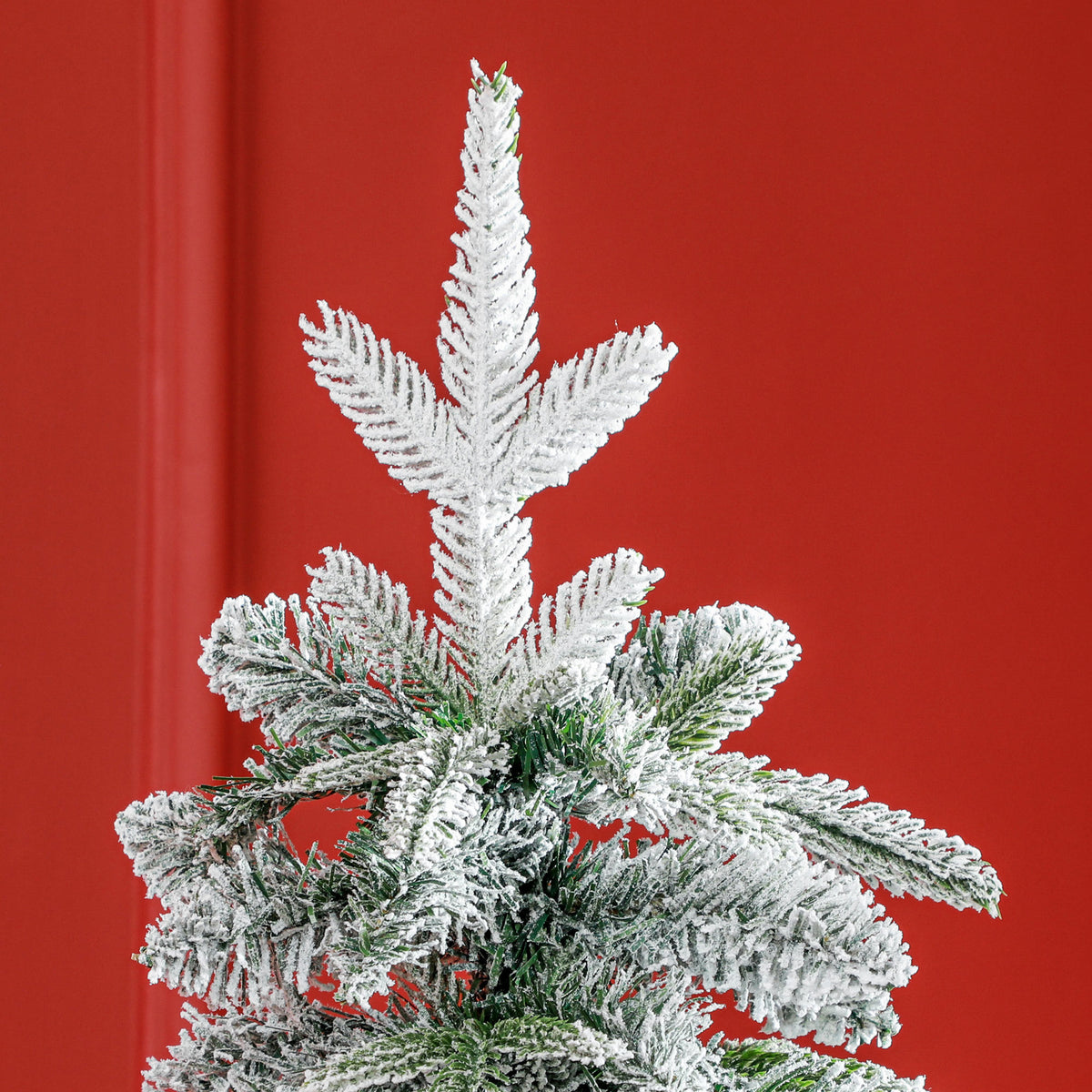 6ft Pencil Snow Flocked Christmas Tree with Downswept Branches
