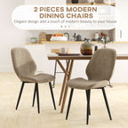 Velvet Dining Chairs Set of 2 with Steel Legs - Brown