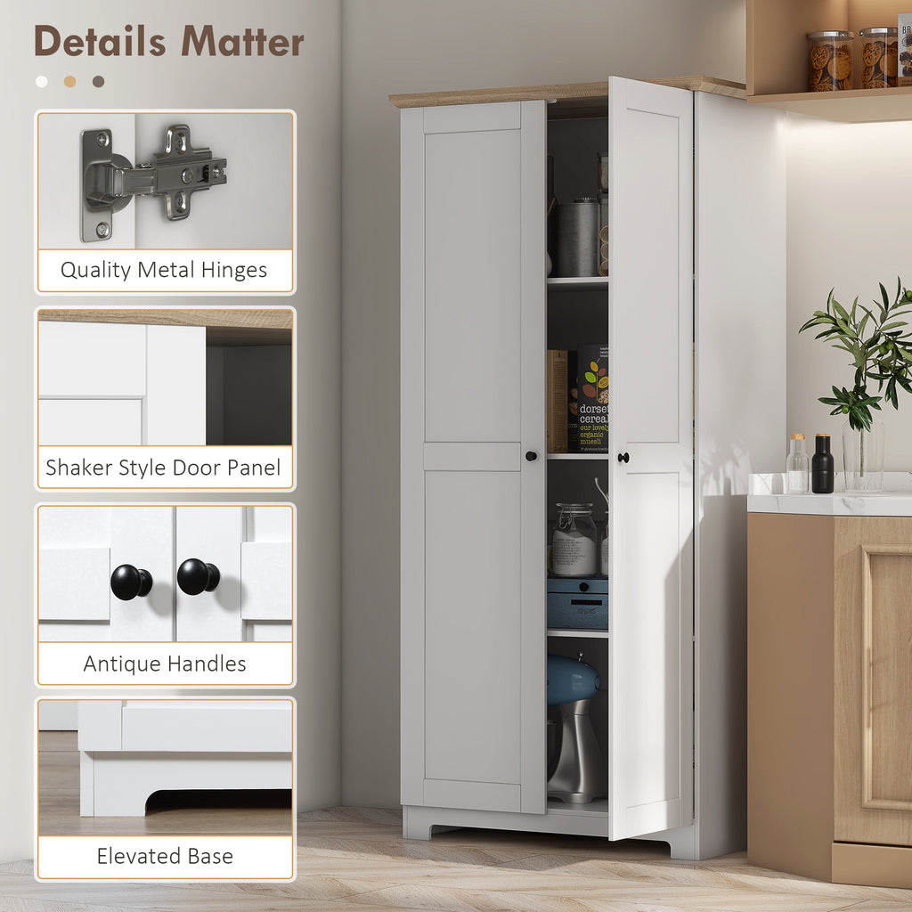 Tall Storage Cabinet with Two Doors and Adjustable Shelves White