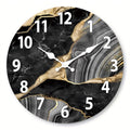 MarbellaTime Round Wooden Wall Clock with Marble Pattern