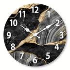 MarbellaTime Round Wooden Wall Clock with Marble Pattern
