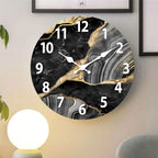 MarbellaTime Round Wooden Wall Clock with Marble Pattern