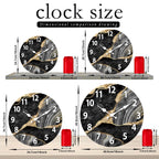 MarbellaTime Round Wooden Wall Clock with Marble Pattern