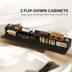 Black Fluted Floating TV Stand with Cable Management