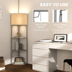 Corner Design Floor Lamp with Shelves and Pull Chain Switch