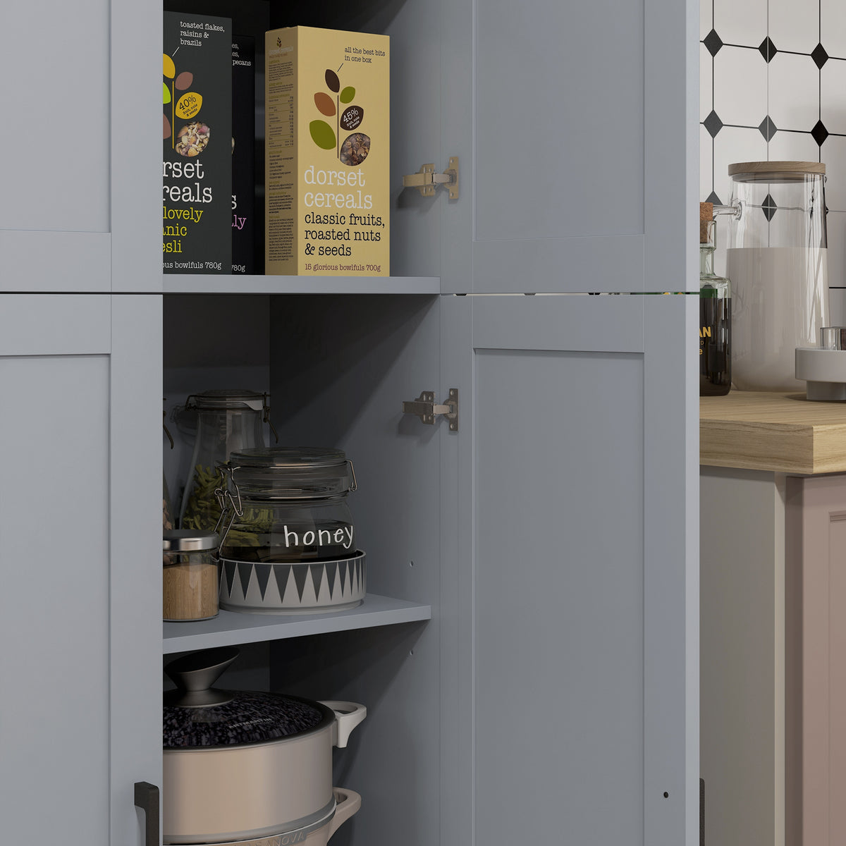 Slim Tall Storage Cupboard with Six-Tier Adjustable Shelving