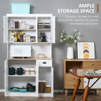 Kitchen Cabinet with Microwave Countertop and Storage Drawer White