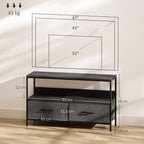 and Black TV Cabinet with Foldable Linen Drawers - Black