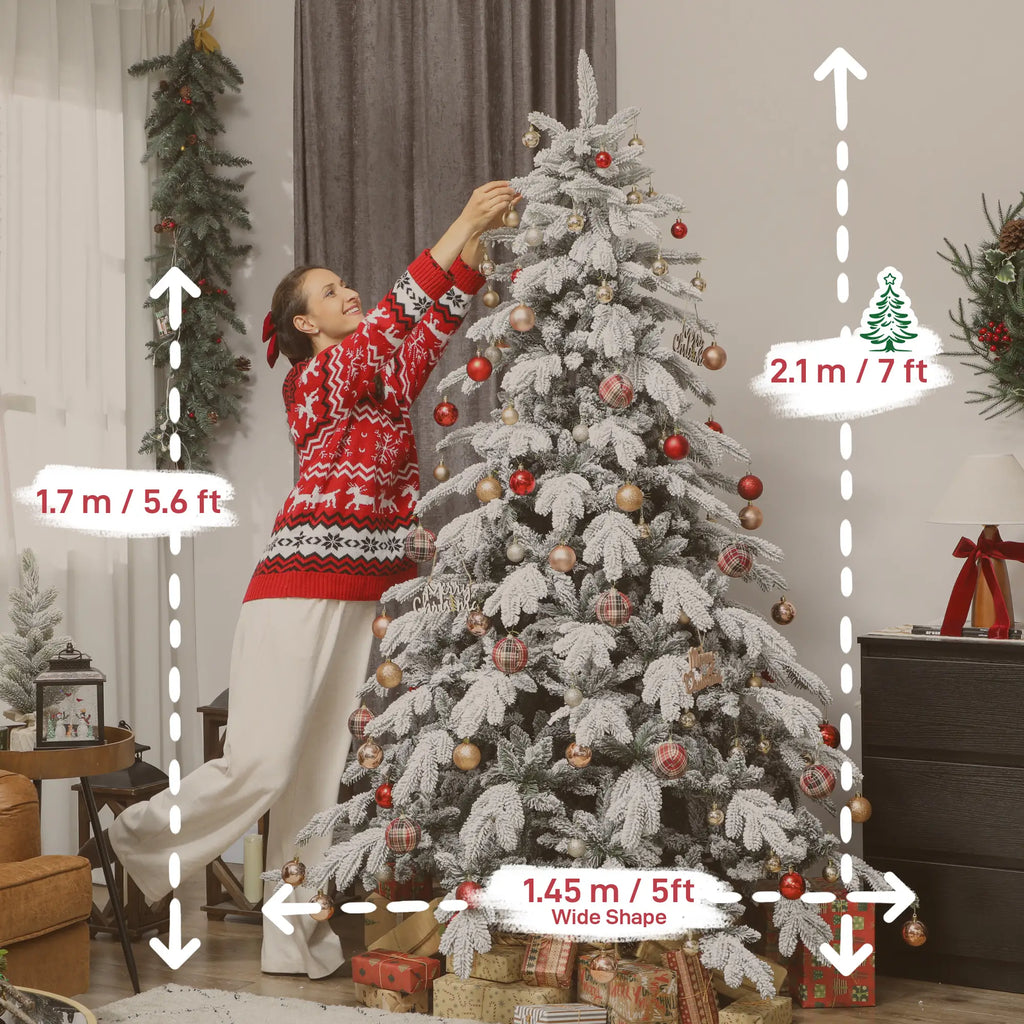 7ft Super Flocked Artificial Christmas Tree Green and White