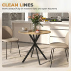 Industrial Round Dining Table with Cross Legs Oak