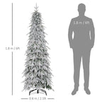 6ft Pencil Snow Flocked Christmas Tree with Downswept Branches
