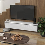White High Gloss Floating TV Cabinet with 2 Cupboards