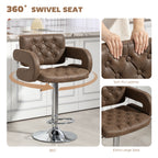 PU Leather Swivel Bar Stool with Backrest and Footrest - Coffee