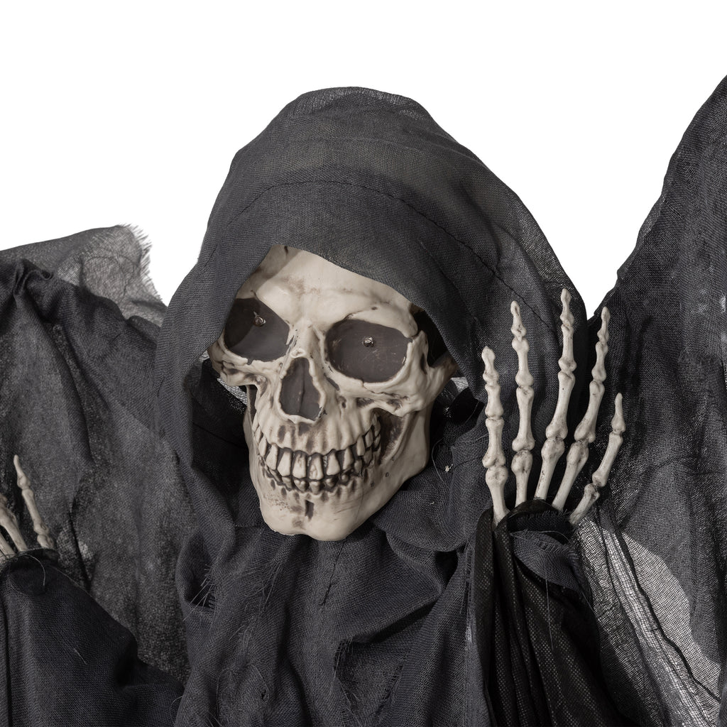 Grey Winged Grim Reaper Animatronic Halloween Decoration