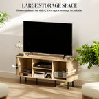 TV Stand Cabinet with Slatted Tambour Doors - Oak