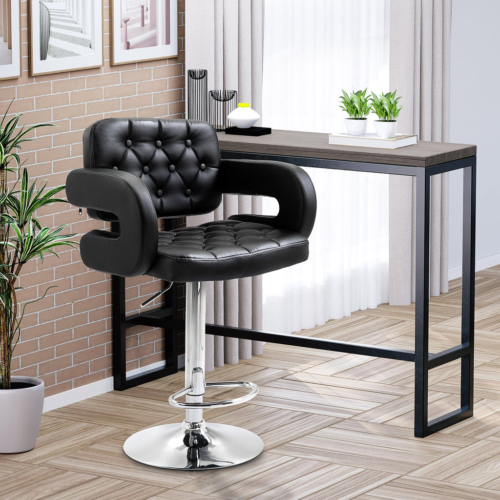 PU Leather Swivel Bar Stool with Backrest and Footrest